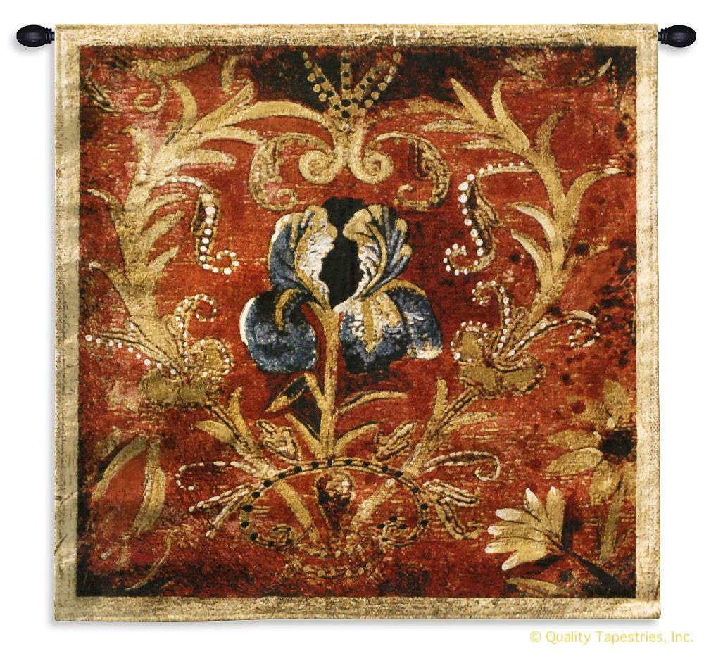 Bel Tesoro IV Wall Tapestry C-1827, 10-29Inchestall, 10-29Incheswide, 1827-Wh, 1827C, 1827Wh, 26H, 26W, Abstract, Bel, Carolina, USAwoven, Floral, Group, Iv, Red, Square, Tapestry, Tesoro, Wall, tapestries, tapestrys, hangings, and, the