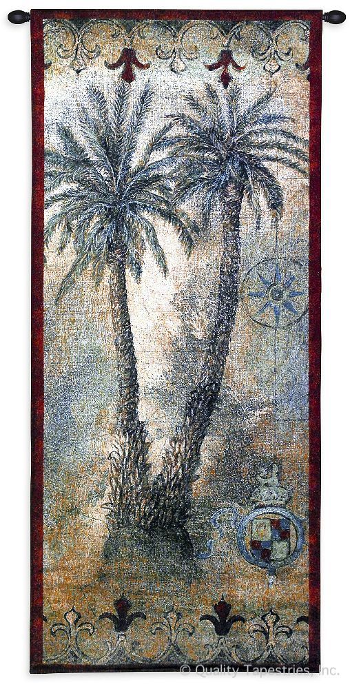 Masoala Palm Tree I Wall Tapestry C-1828, 10-29Incheswide, 1828-Wh, 1828C, 1828Wh, 22W, 50-59Inchestall, 53H, Ancient, Antique, Art, Border, Carolina, USAwoven, Cotton, Famous, Gold, Green, Group, Hanging, I, Long, Masoala, Old, Olde, Palm, Panel, Red, Tall, Tapestries, Tapestry, Tree, Tropical, Vertical, Vintage, Wall, World, Woven, tapestries, tapestrys, hangings, and, the