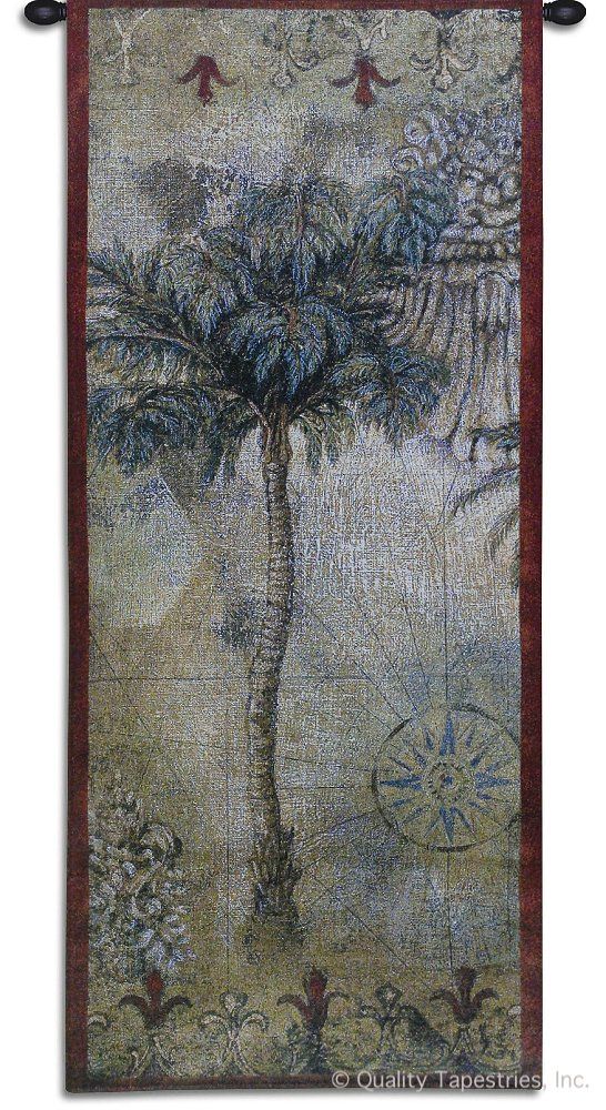 Masoala Palm Tree II Wall Tapestry C-1829, 10-29Incheswide, 1829-Wh, 1829C, 1829Wh, 22W, 50-59Inchestall, 53H, Ancient, Antique, Art, Border, Carolina, USAwoven, Cotton, Famous, Gold, Green, Group, Hanging, Ii, Long, Masoala, Old, Olde, Palm, Panel, Red, Tall, Tapestries, Tapestry, Tree, Tropical, Vertical, Vintage, Wall, World, Woven, tapestries, tapestrys, hangings, and, the