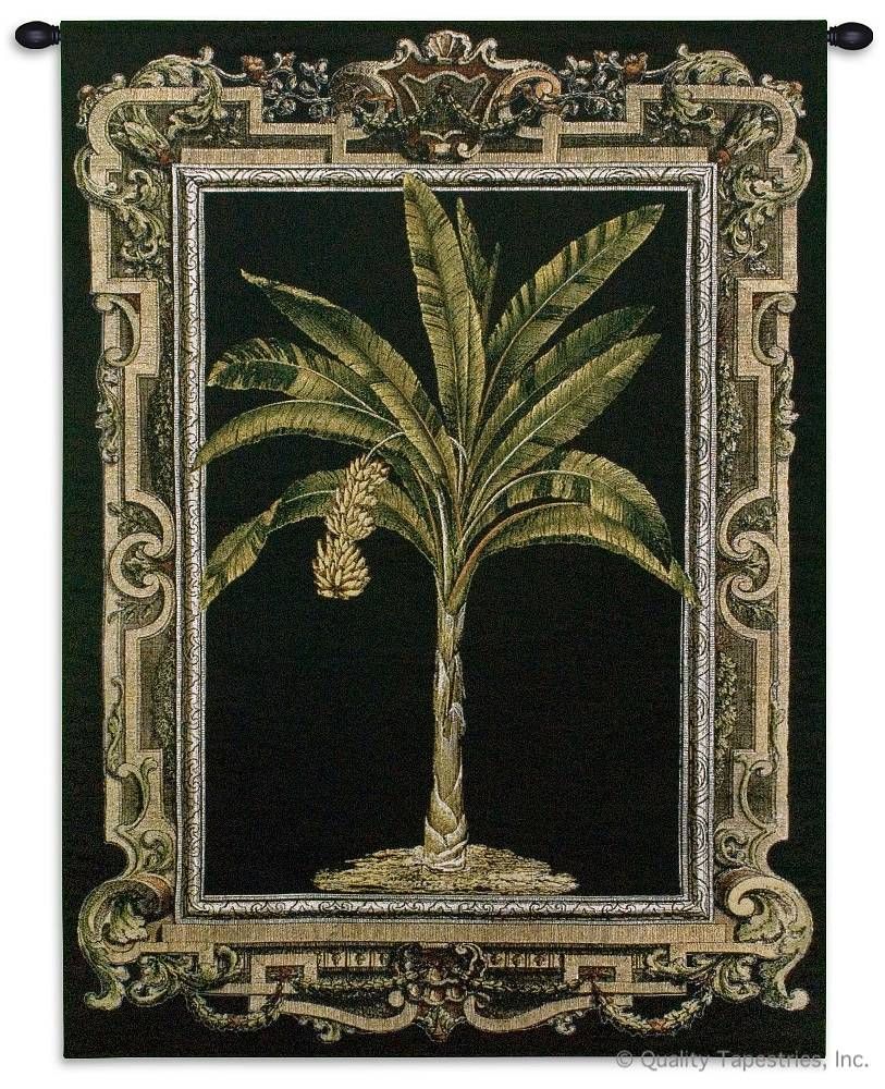 Palm Tree Masterpiece II Wall Tapestry C-1832, 1832-Wh, 1832C, 1832Wh, 30-39Incheswide, 38W, 50-59Inchestall, 53H, Art, Black, Border, Carolina, USAwoven, Cotton, Green, Group, Hanging, Ii, Masterpiece, Old, Palm, Tall, Tapestries, Tapestry, Tree, Tropical, Vertical, Vintage, Wall, World, Woven, tapestries, tapestrys, hangings, and, the