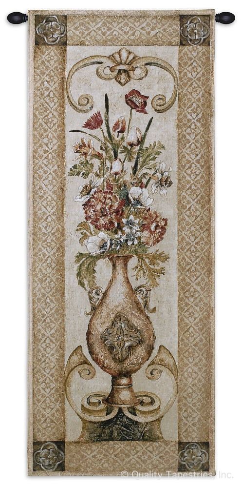 Edens Botanical I Wall Tapestry C-1846, 10-29Incheswide, 1846-Wh, 1846C, 1846Wh, 22W, 50-59Inchestall, 53H, Border, Botanical, Carolina, USAwoven, Cream, Edens, Floral, Group, I, Tapestry, Vertical, Wall, tapestries, tapestrys, hangings, and, the