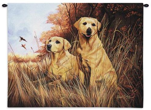 Yellow Lab Wall Tapestry C-1934, 10-29Inchestall, 1934-Wh, 1934C, 1934Wh, 26H, 30-39Incheswide, 34W, Animal, Brown, Carolina, USAwoven, Dog, Dowel, Horizontal, Lab, Tapestry, Wall, Wood, Yellow, tapestries, tapestrys, hangings, and, the