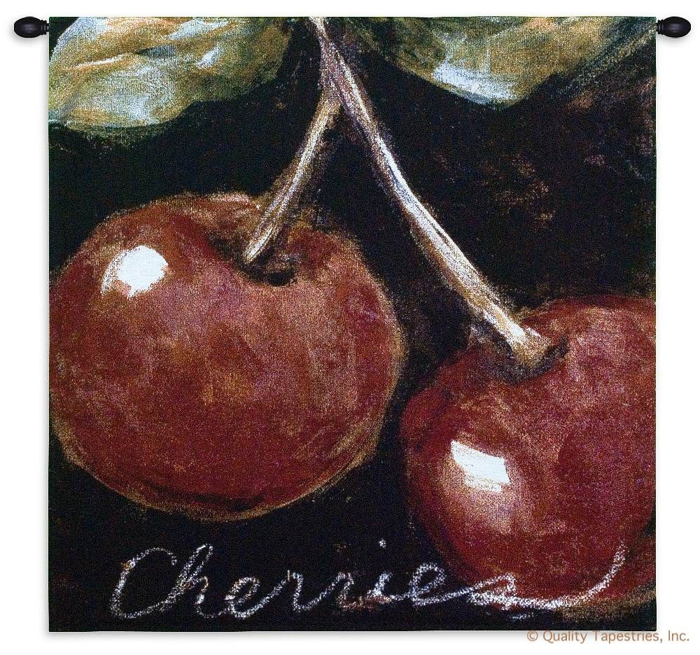 Kitchen Fruit II Wall Tapestry C-2026, 2026-Wh, 2026C, 2026Wh, 30-39Inchestall, 30-39Incheswide, 35H, 35W, Art, Carolina, USAwoven, Cherries, Cherry, Cotton, Culinary, Fruit, Grapes, Group, Hanging, Ii, Kitchen, Life, Old, Square, Still, Tapestries, Tapestry, Wall, Woven, tapestries, tapestrys, hangings, and, the