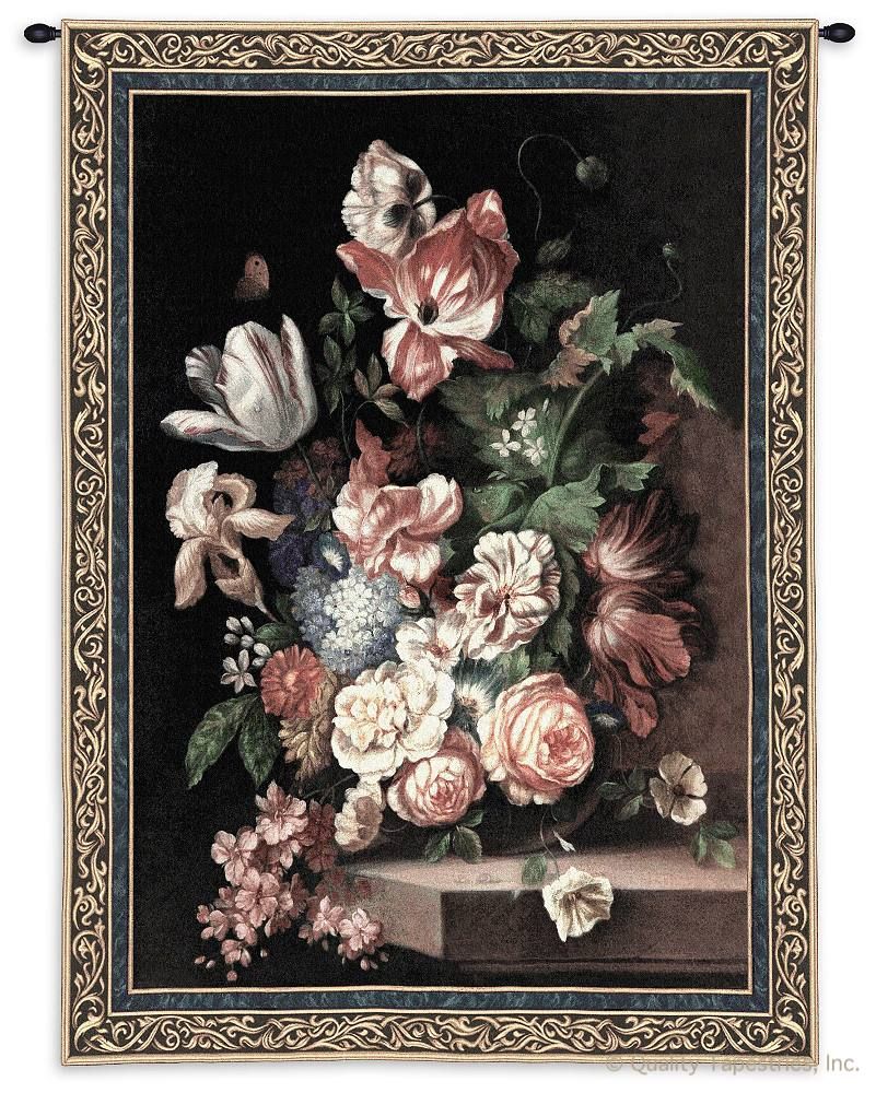 Flowers of Grace Wall Tapestry C-2134M, 2134-Wh, 2134C, 2134Cm, 2134Wh, 2176-Wh, 2176C, 2176Wh, 40-49Incheswide, 42W, 50-59Inchestall, 50-59Incheswide, 53H, 53W, 70-79Inchestall, 76H, Art, Border, Botanical, Carolina, USAwoven, Cotton, Dark, Floral, Flower, Flowers, Grace, Green, Hanging, Life, Of, Pedals, Pink, Still, Tapestries, Tapestry, Vertical, Wall, Woven, tapestries, tapestrys, hangings, and, the