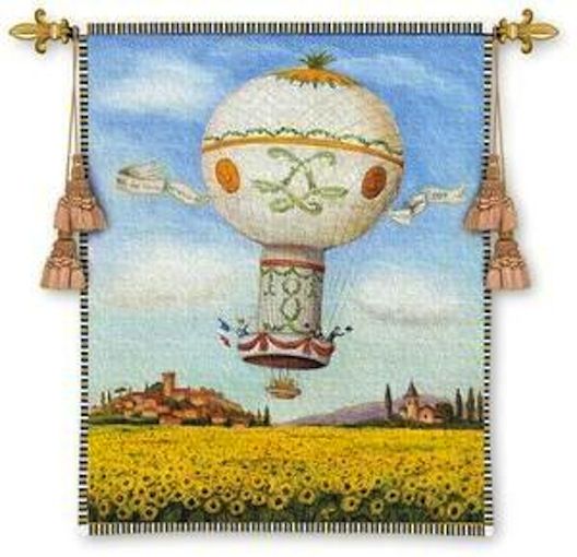 Hot Air Balloon Over Sunflowers Wall Tapestry C-2139, 10-29Incheswide, 2139-Wh, 2139C, 2139Wh, 27W, 30-39Inchestall, 34H, Air, Art, Baby, Balloon, Blue, Carolina, USAwoven, Child, ChildS, ChildrenS, Childrens, Childs, Cotton, Fun, Hanging, Hot, Infant, Kid, KidS, Kids, Newborn, Over, Sunflowers, Tapestries, Tapestry, Toddler, Vertical, Wall, Woven, Yellow, tapestries, tapestrys, hangings, and, the