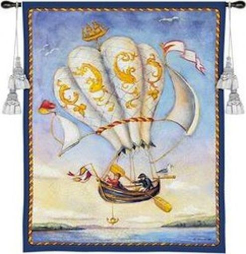 Hot Air Balloon Airship Wall Tapestry C-2140, 10-29Incheswide, 2140-Wh, 2140C, 2140Wh, 27W, 30-39Inchestall, 34H, Air, Airship, Art, Baby, Balloon, Blue, Carolina, USAwoven, Child, ChildS, ChildrenS, Childrens, Childs, Cotton, Fun, Hanging, Hot, Infant, Kid, KidS, Kids, Newborn, Tapestries, Tapestry, Toddler, Vertical, Wall, Woven, tapestries, tapestrys, hangings, and, the