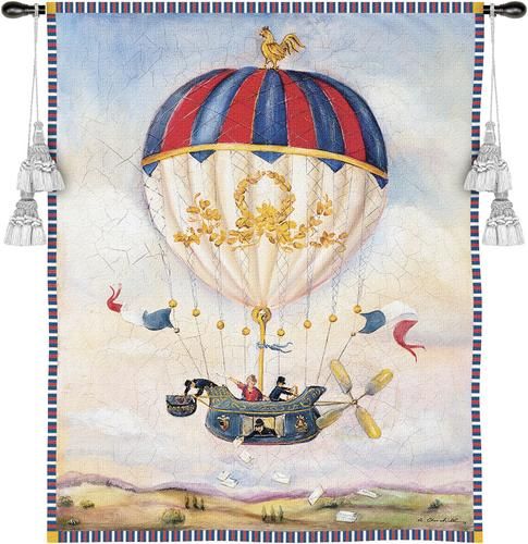 Hot Air Balloon Mail Drop Wall Tapestry C-2141, Carolina, USAwoven, Tapestry, Children, Blue, 10-29Incheswide, 30-39Inchestall, Vertical, Cotton, Woven, Wall, Hanging, Tapestries, tapestries, tapestrys, hangings, and, the