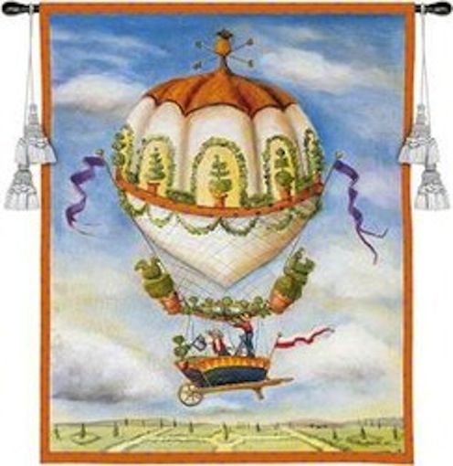 Hot Air Balloon Airship Gardeners Wall Tapestry C-2142, 10-29Incheswide, 2142-Wh, 2142C, 2142Wh, 27W, 30-39Inchestall, 34H, Air, Airship, Art, Baby, Balloon, Blue, Carolina, USAwoven, Child, ChildS, ChildrenS, Childrens, Childs, Cotton, Fun, Gardeners, Hanging, Hot, Infant, Kid, KidS, Kids, Newborn, Tapestries, Tapestry, Toddler, Vertical, Wall, Woven, tapestries, tapestrys, hangings, and, the