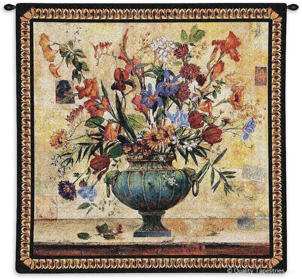 Bouquet of Flowers Radiance Wall Tapestry C-2201, 2201-Wh, 2201C, 2201Wh, 50-59Inchestall, 50-59Incheswide, 53H, 53W, Art, Botanical, Bouquet, Brown, Carolina, USAwoven, Cotton, Floral, Flower, Flowers, Hanging, Of, Pedals, Radiance, Square, Tapestries, Tapestry, Wall, Woven, tapestries, tapestrys, hangings, and, the