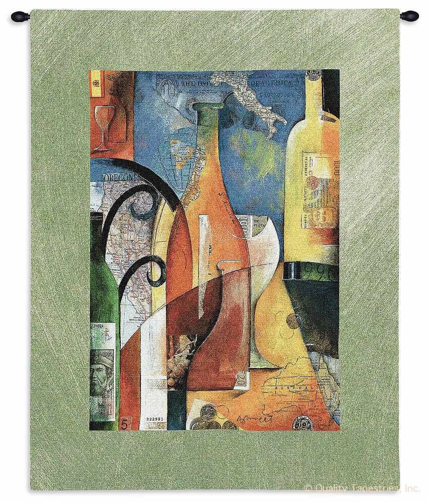 Vino Contemporary Wall Tapestry C-2249, 2249-Wh, 2249C, 2249Wh, 30-39Incheswide, 39W, 50-59Inchestall, 53H, Abstract, Alcohol, Art, Blue, Carolina, USAwoven, Contemporary, Cotton, Green, Hanging, Modern, Orange, Spirits, Tapastry, Tapestries, Tapestry, Tapistry, Vertical, Vineyard, Vino, Wall, Wine, Woven, Yellow, tapestries, tapestrys, hangings, and, the