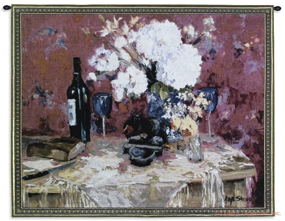 White Roses With Wine Wall Tapestry C-2274, 2274-Wh, 2274C, 2274Wh, 40-49Inchestall, 40H, 50-59Incheswide, 53W, Abstract, Alcohol, Art, Carolina, USAwoven, Contemporary, Cotton, Floral, Hanging, Horizontal, Modern, Red, Roses, Spirits, Tapastry, Tapestries, Tapestry, Tapistry, Vineyard, Wall, White, Wine, With, Woven, tapestries, tapestrys, hangings, and, the