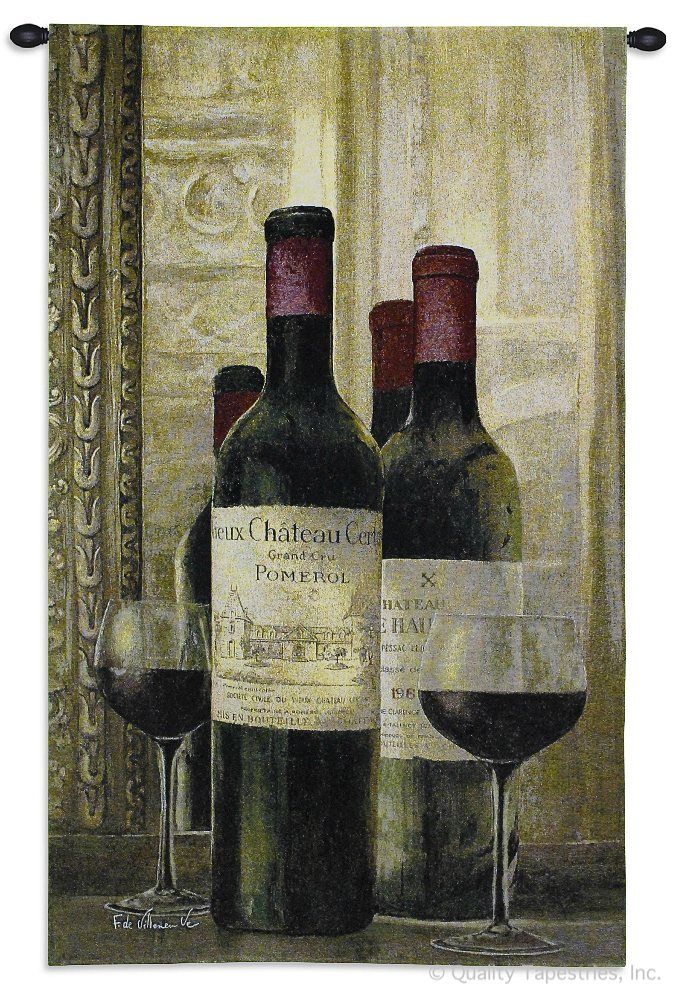 Pomerol Merlot Wall Tapestry C-2337, 2337-Wh, 2337C, 2337Wh, 30-39Incheswide, 33W, 50-59Inchestall, 53H, Alcohol, Art, Bottle, Bottles, Brown, Carolina, USAwoven, Cotton, Hanging, Merlot, Pomerol, Red, Spirits, Tapestries, Tapestry, Vertical, Vineyard, Vvv, Wall, Wine, Woven, tapestries, tapestrys, hangings, and, the