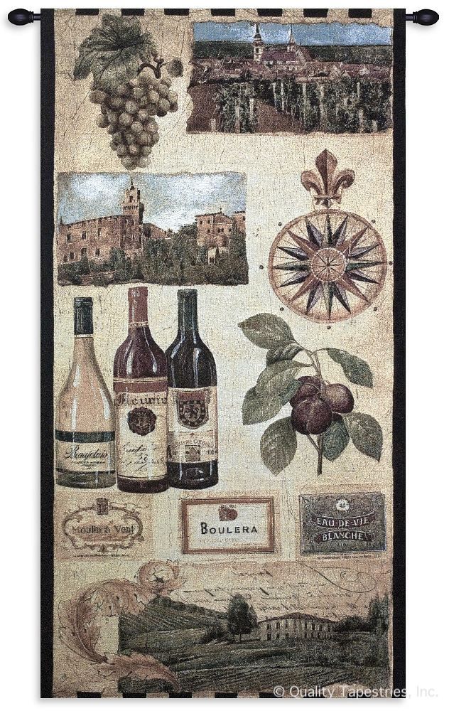 Wine Country I Wall Tapestry C-2346, 10-29Incheswide, 2346-Wh, 2346C, 2346Wh, 27W, 50-59Inchestall, 53H, Alcohol, Art, Beige, Bottle, Brown, Carolina, USAwoven, Cotton, Country, European, Grape, Group, Hanging, I, Spirits, Tapestries, Tapestry, Vertical, Vineyard, Wall, Wine, Woven, tapestries, tapestrys, hangings, and, the