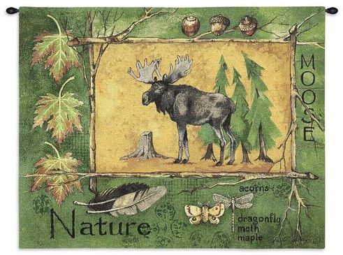 Nature Moose Wall Tapestry C-2392, Carolina, USAwoven, Tapestry, Animal, Green, Brown, 30-39Incheswide, 10-29Inchestall, Horizontal, Cotton, Woven, Wall, Hanging, Tapestries, tapestries, tapestrys, hangings, and, the
