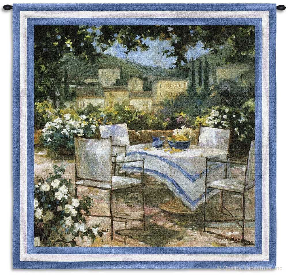 Tuscany Terrace Wall Tapestry C-2455, Carolina, USAwoven, Tapestry, European, Green, Cream, Table, Blue, White, 50-59Incheswide, 50-59Inchestall, Square, Cotton, Woven, Wall, Hanging, Tapestries, tapestries, tapestrys, hangings, and, the