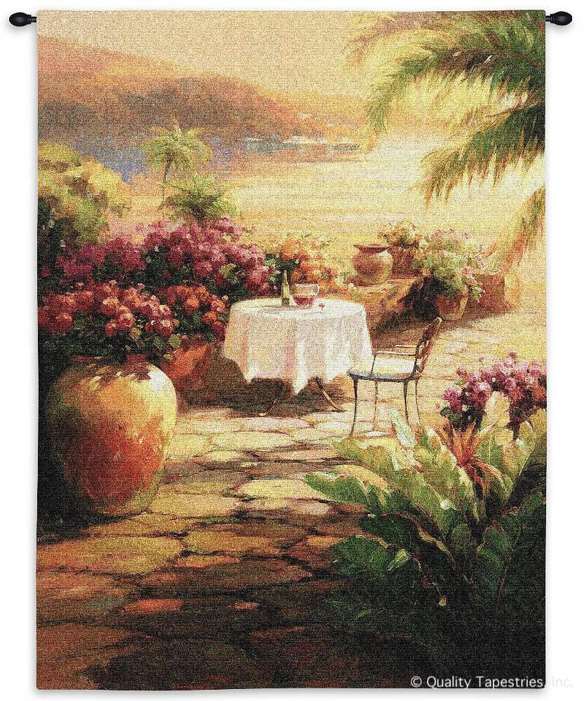 Courtyard View II Wall Tapestry C-2460, Carolina, USAwoven, Tapestry, Coastal, Group, Cream, Green, Orange, Pink, 30-39Incheswide, 50-59Inchestall, Vertical, Cotton, Woven, Wall, Hanging, Tapestries, tapestries, tapestrys, hangings, and, the