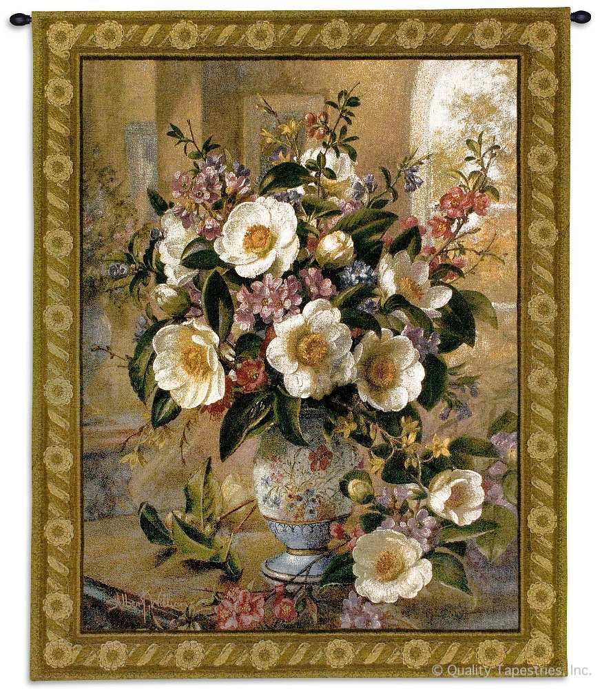 Whimsical Floral Bouquet Wall Tapestry C-2468, 2468-Wh, 2468C, 2468Wh, 40-49Incheswide, 40W, 50-59Inchestall, 53H, Abstract, Art, Botanical, Bouquet, Brown, Carolina, USAwoven, Contemporary, Cotton, Floral, Flower, Flowers, Hanging, Pedals, Tapastry, Tapestries, Tapestry, Tapistry, Vertical, Wall, Whimsical, White, Woven, tapestries, tapestrys, hangings, and, the