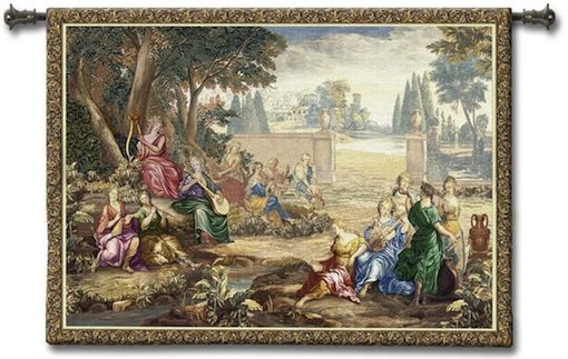 Classic Harmony Wall Tapestry C-2477, 2477-Wh, 2477C, 2477Wh, 50-59Inchestall, 53H, 70-79Incheswide, 71W, Art, Artist, S, Blue, Carolina, USAwoven, Classic, Cotton, Europe, European, Famous, Green, Hanging, Harmony, Horizontal, Light, Masterpiece, Masterpieces, Medieval, Old, Painting, Paintings, Renaissance, Seller, Style, Tapestries, Tapestry, Top50, Vintage, Wall, Woven, Woven, Bestseller, tapestries, tapestrys, hangings, and, the, romantic, pastoral, scene