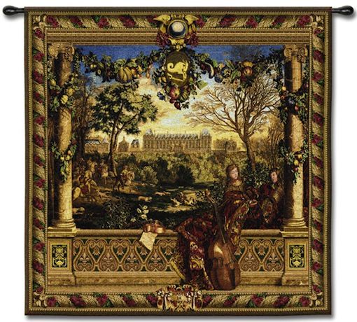 Le Chateau de Monceau Wall Tapestry C-2478, 2478-Wh, 2478C, 2478Wh, 50-59Inchestall, 50-59Incheswide, 53H, 53W, Ancient, Antique, Art, Artist, S, Brown, Carolina, USAwoven, Castle, Chateau, Cotton, De, European, Famous, French, Hanging, Le, Masterpiece, Masterpieces, Medieval, Monceau, Old, Olde, Painting, Paintings, Renaissance, Seller, Square, Tapestries, Tapestry, Vintage, Wall, Wide, World, Woven, Woven, tapestries, tapestrys, hangings, and, the