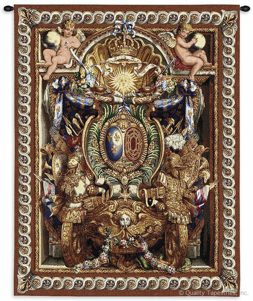 Portieve Du Char Cotton Wall Tapestry C-2479, Carolina, USAwoven, Tapestry, European, Intricate, Motif, Abstract, Famous, Pieces, Brown, Gold, Border, Blue, 40-49Incheswide, 50-59Inchestall, Vertical, Cotton, Woven, Wall, Hanging, Tapestries, tapestries, tapestrys, hangings, and, the