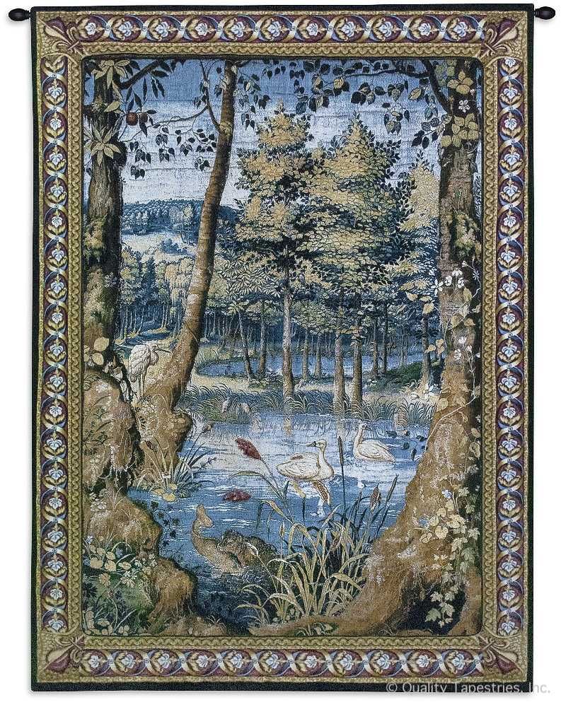 Fishing EUROPEAN LANDSCAPE PICTURE WALL JACQUARD WOVEN TAPESTRY Lake View 