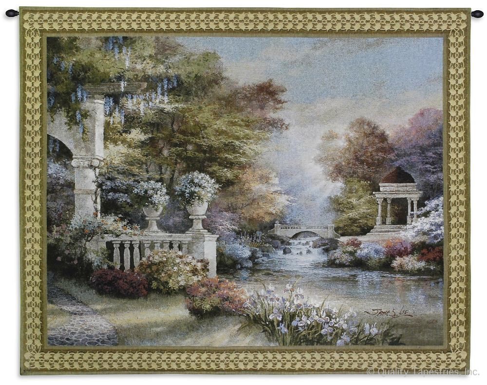 Peaceful Song Wall Tapestry C-2521, Carolina, USAwoven, Tapestry, Garden, Floral, Medieval, Landscape, Purple, White, Blue, Border, 50-59Incheswide, 40-49Inchestall, Horizontal, Cotton, Woven, Wall, Hanging, Tapestries, tapestries, tapestrys, hangings, and, the