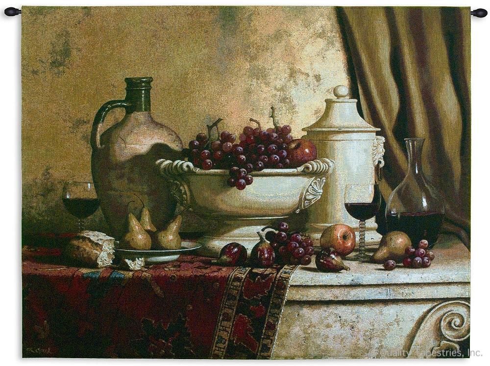 Italian Feast Still Life Wall Tapestry C-2543M, 2539-Wh, 2539C, 2539Wh, 2543-Wh, 2543C, 2543Cm, 2543Wh, 40-49Inchestall, 42H, 50-59Inchestall, 50-59Incheswide, 53H, 53W, 60-69Incheswide, 66W, Alcohol, Art, S, Brown, Carolina, USAwoven, Cotton, European, Feast, Grapes, Hanging, Horizontal, Italian, Large, Life, Old, Seller, Spirits, Still, Tapestries, Tapestry, Tuscan, Tuscany, Urn, Vineyard, Wall, Wine, World, Woven, Woven, Bestseller, tapestries, tapestrys, hangings, and, the