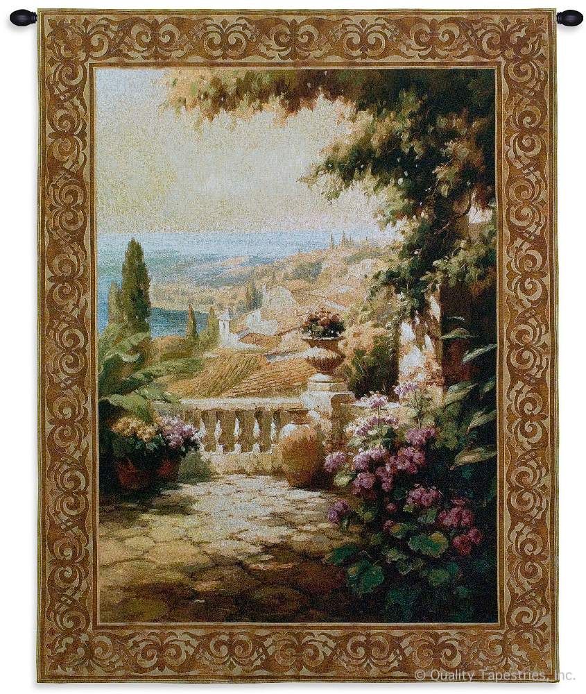 Terrazzo Italy Wall Tapestry C-2544, 2544-Wh, 2544C, 2544Wh, 40-49Incheswide, 40W, 50-59Inchestall, 53H, Art, Carolina, USAwoven, Cotton, Erope, Europe, European, Eurupe, Hanging, Italian, Italy, Orange, Seaside, Tapestries, Tapestry, Terrazzo, Urope, Vertical, View, Wall, Woven, tapestries, tapestrys, hangings, and, the