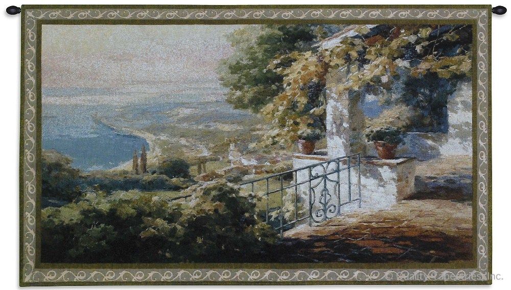 Balcony Wall Tapestry C-2549, Carolina, USAwoven, Tapestry, Coastal, Lakes, Landscape, Blue, Green, Borders, 50-59Incheswide, 30-39Inchestall, Horizontal, Cotton, Woven, Wall, Hanging, Tapestries, tapestries, tapestrys, hangings, and, the