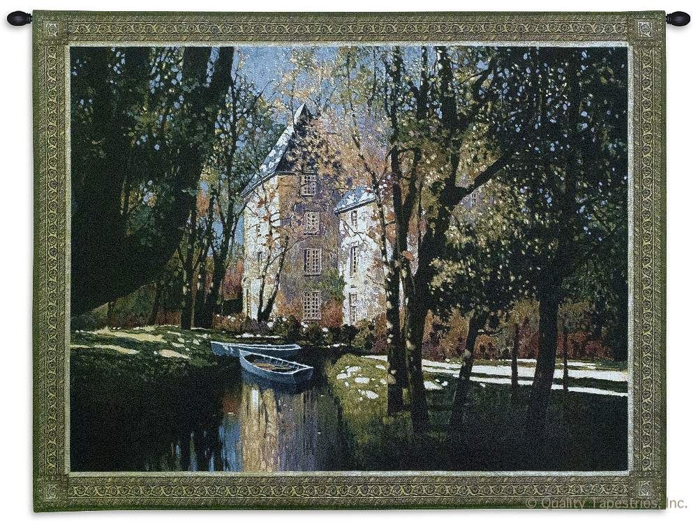 Chateau dAnnecy Wall Tapestry C-2706, 2706-Wh, Ashley, 2706C, 2706Wh, 40-49Inchestall, 40H, 50-59Incheswide, 53W, Art, Black, Blue, Boat, Carolina, USAwoven, Chateau, Cotton, DAnnecy, Dark, Earth, Erope, Europe, European, Eurupe, Field, Hanging, Horizontal, Landscape, Landscapes, Scene, Tapestries, Tapestry, Urope, Wall, Woven, tapestries, tapestrys, hangings, and, the
