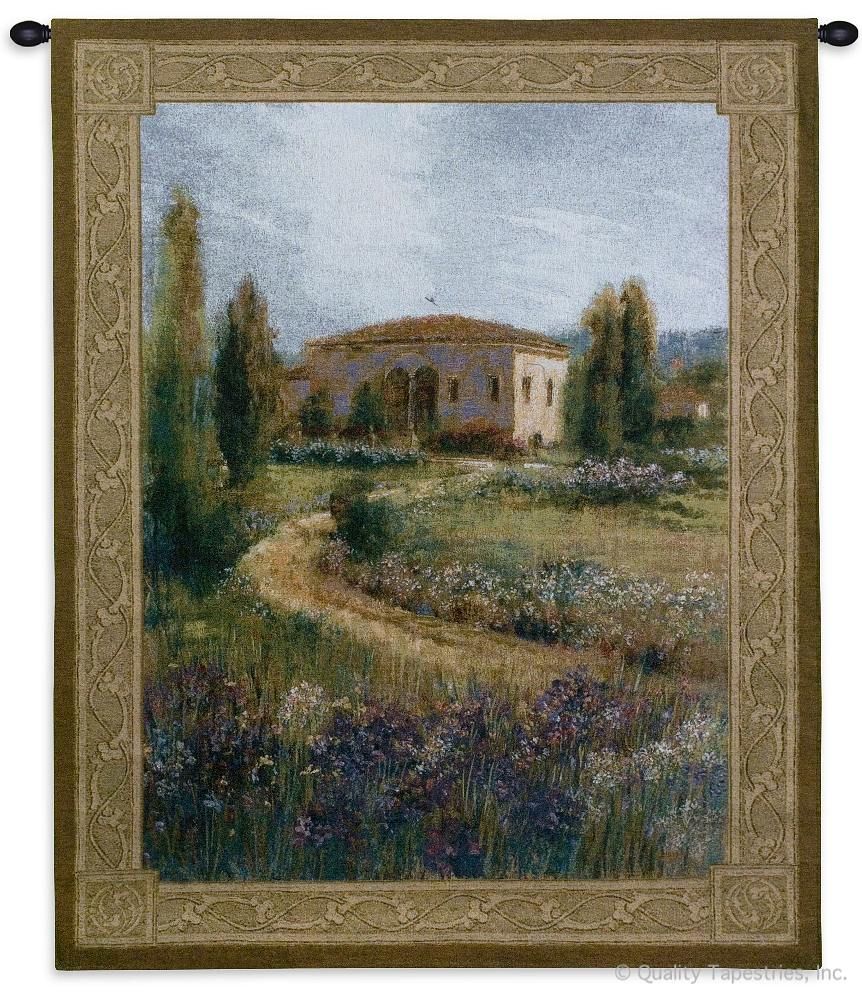Morning in Spain Wall Tapestry C-2726, 2726-Wh, 2726C, 2726Wh, 40-49Incheswide, 40W, 50-59Inchestall, 53H, Art, Blue, Botanical, Brown, Carolina, USAwoven, Cotton, Earth, Erope, Estate, Europe, European, Eurupe, Field, Floral, Flower, Flowers, Green, Hanging, Home, In, Landscape, Landscapes, Morning, Pedals, Purple, Scene, Spain, Spanish, Tapestries, Tapestry, Urope, Vertical, Wall, Woven, tapestries, tapestrys, hangings, and, the