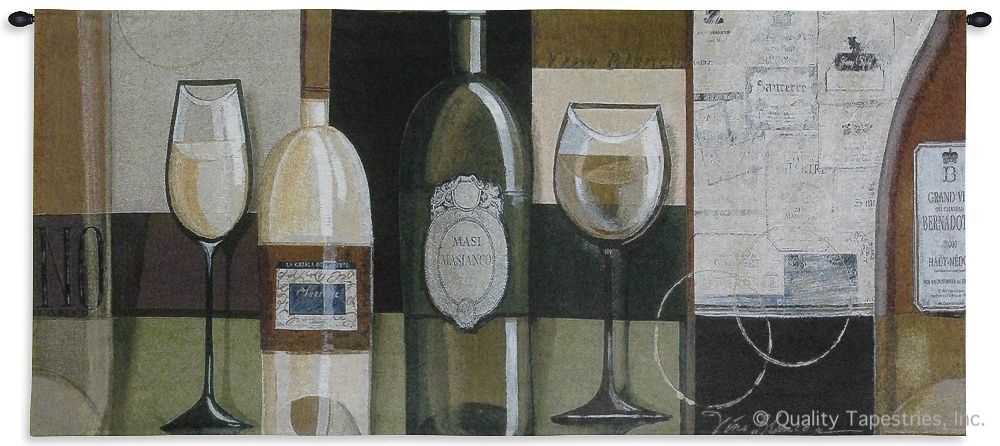 Blanco White Wine Wall Tapestry C-2733, 10-29Inchestall, 24H, 2733-Wh, 2733C, 2733Wh, 50-59Incheswide, 53W, Alcohol, Art, Blanco, Carolina, USAwoven, Cotton, Cream, Green, Hanging, Horizontal, Spirits, Tapestries, Tapestry, Vineyard, Wall, White, Wine, Woven, tapestries, tapestrys, hangings, and, the