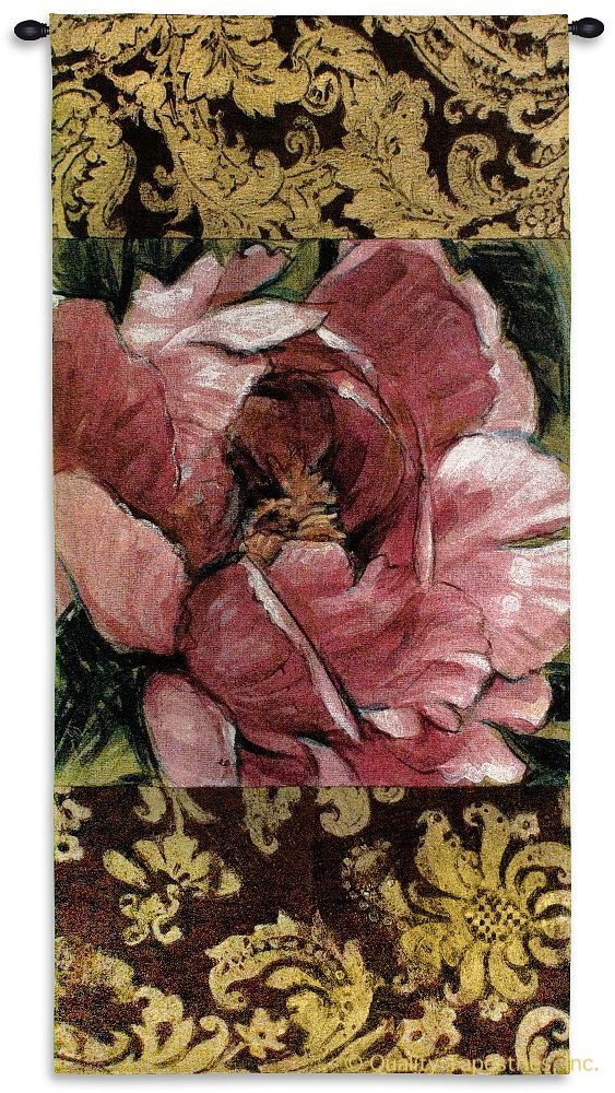 Summers Bounty Wall Tapestry C-2734, 2734-Wh, 2734C, 2734Wh, 30-39Incheswide, 35W, 70-79Inchestall, 75H, Art, Botanical, Bounty, Carolina, USAwoven, Cotton, Floral, Flower, Flowers, Hanging, Large, Long, Narrow, Panel, Pedals, Pink, Single, Summers, Tall, Tapestries, Tapestry, Vertical, Wall, Woven, tapestries, tapestrys, hangings, and, the
