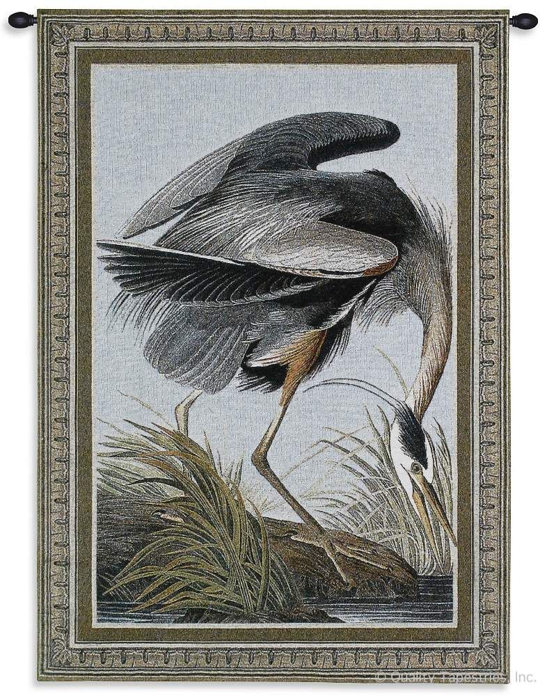 Blue Heron Wall Tapestry C-2747, Carolina, USAwoven, Tapestry, Animal, Black, Border, Birds, 10-29Incheswide, 30-39Inchestall, Vertical, Cotton, Woven, Wall, Hanging, Tapestries, tapestries, tapestrys, hangings, and, the