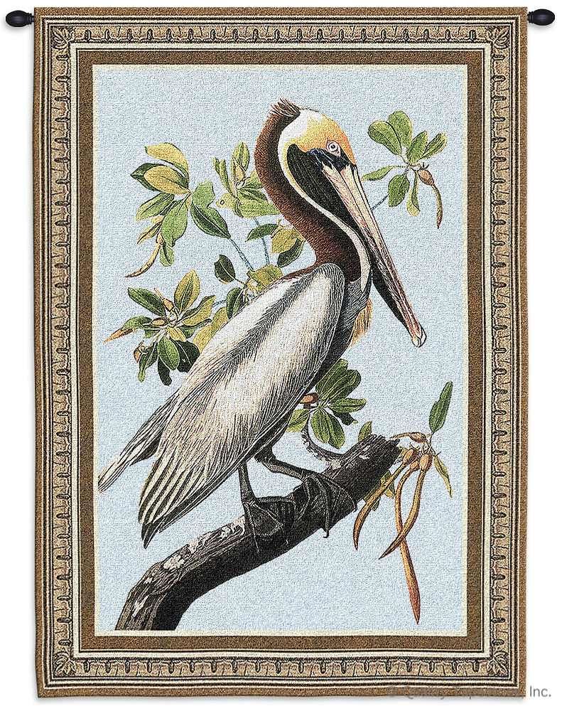 Brown Pelican Wall Tapestry C-2748, Carolina, USAwoven, Tapestry, Animal, Blue, Birds, 10-29Incheswide, 30-39Inchestall, Vertical, Cotton, Woven, Wall, Hanging, Tapestries, tapestries, tapestrys, hangings, and, the