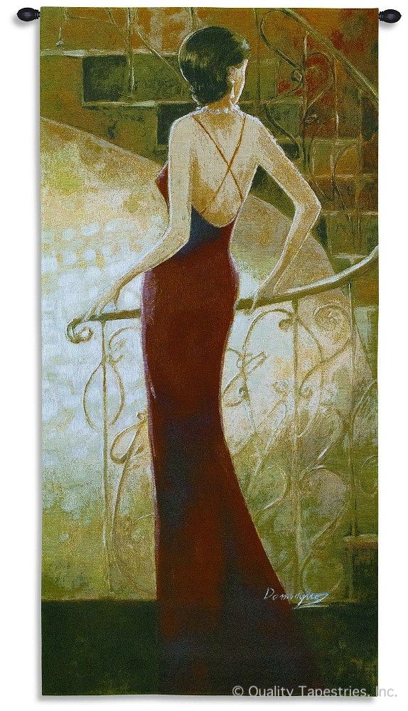Grand Staircase Wall Tapestry C-2749, 10-29Incheswide, 2749-Wh, 2749C, 2749Wh, 27W, 50-59Inchestall, 53H, Abstract, Art, Ashley, Brown, Carolina, USAwoven, Cotton, Dress, Fashion, Folks, Grand, Hanging, Lady, Man, People, Person, Persons, Red, Staircase, Tapestries, Tapestry, Vertical, Wall, Woman, Women, Woven, tapestries, tapestrys, hangings, and, the