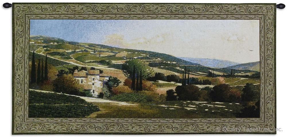 My Villa In Tuscany Wall Tapestry C-2755, Carolina, USAwoven, Tapestry, European, Landscape, Home, Estates, Green, Cream, Border, 50-59Incheswide, 10-29Inchestall, Horizontal, Cotton, Woven, Wall, Hanging, Tapestries, tapestries, tapestrys, hangings, and, the