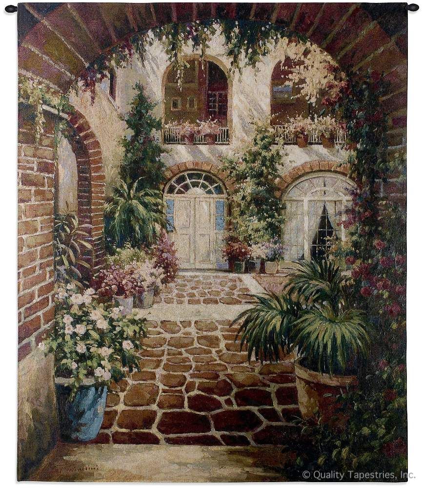 Courtyard Vista Wall Tapestry C-2782, Carolina, USAwoven, Tapestry, Garden, Brown, Green, 40-49Incheswide, 50-59Inchestall, Vertical, Cotton, Woven, Wall, Hanging, Tapestries, tapestries, tapestrys, hangings, and, the