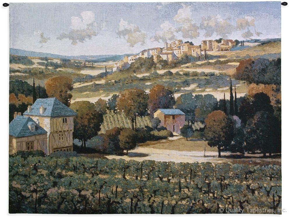 Vineyards of Provence Wall Tapestry C-2815, 2815-Wh, 2815C, 2815Wh, 40-49Inchestall, 42H, 50-59Incheswide, 53W, Alcohol, Art, Blue, Carolina, USAwoven, Cotton, Earth, Erope, Estate, Europe, European, Eurupe, Field, France, Green, Hanging, Home, Horizontal, Landscape, Landscapes, Of, Provence, Scene, Spirits, Tapestries, Tapestry, Urope, Vineyard, Vineyards, Wall, Wine, Woven, south, france, french, rolling, hills, tapestries, tapestrys, hangings, and, the