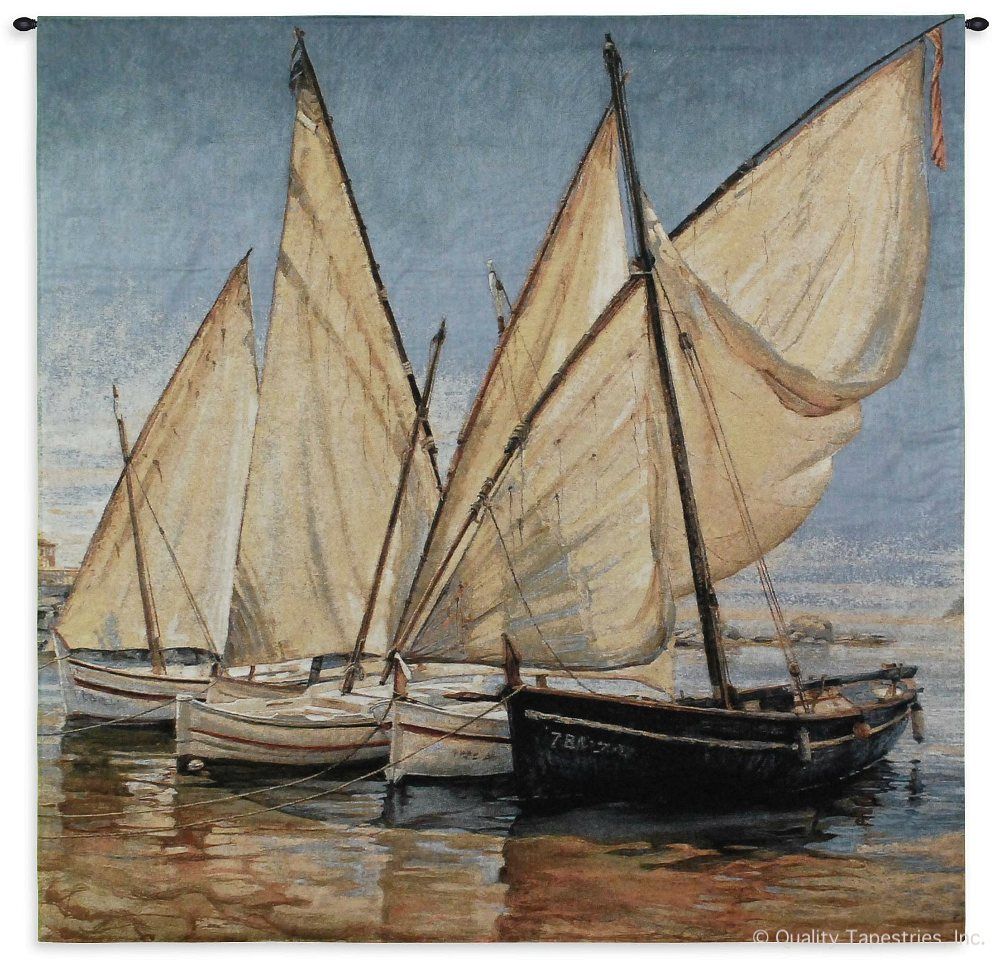 Coastal Sailboats Wall Tapestry C-2824, 2824-Wh, 2824C, 2824Wh, 50-59Inchestall, 50-59Incheswide, 52H, 52W, Art, Beach, Beige, Blue, Boat, Boats, Brown, Carolina, USAwoven, Coast, Coastal, Cotton, Hanging, Ocean, Sail, Sailboats, Scene, Sea, Square, Tapestries, Tapestry, Travel, Wall, Woven, tapestries, tapestrys, hangings, and, the