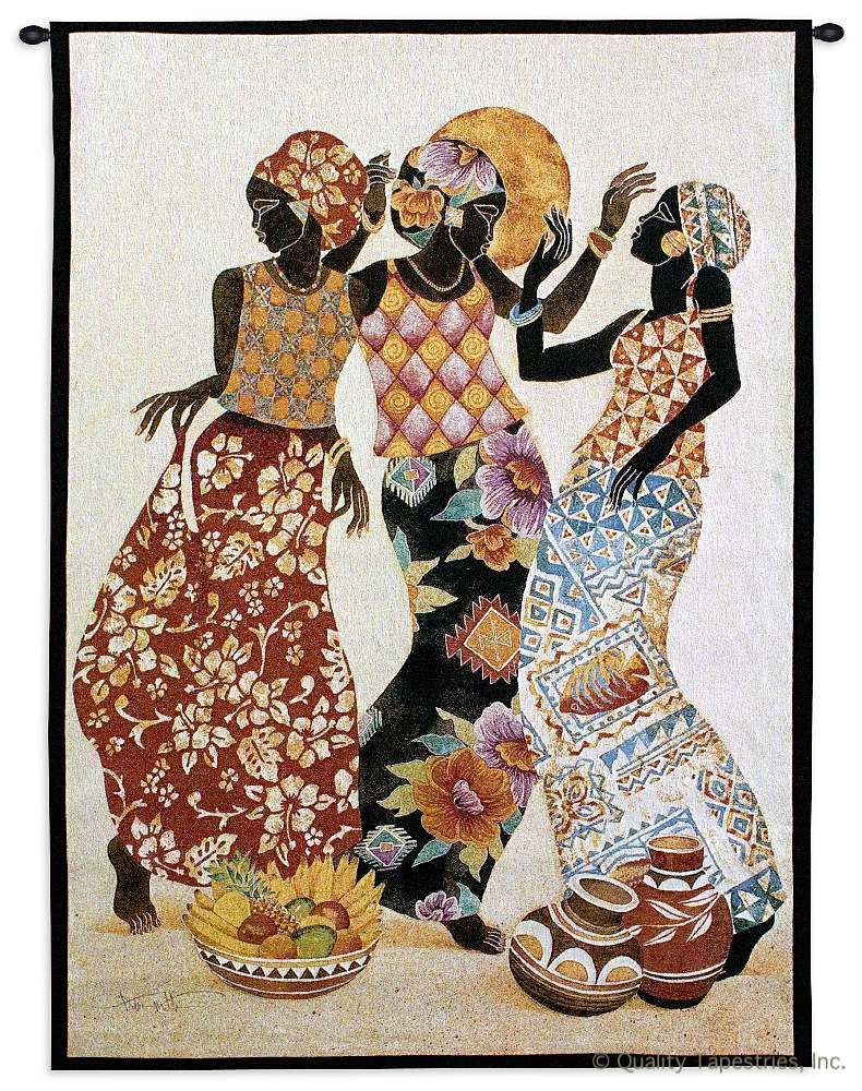 Jubilation African Women Wall Tapestry C-2915, 2915-Wh, 2915C, 2915Wh, 30-39Incheswide, 38W, 50-59Inchestall, 53H, Abstract, Africa, African, Art, Black, Brown, Carolina, USAwoven, Contemporary, Cotton, Folks, Hanging, Jubilation, Lady, Man, Modern, People, Person, Persons, Red, Tapastry, Tapestries, Tapestry, Tapistry, Vertical, Wall, White, Woman, Women, Woven, tapestries, tapestrys, hangings, and, the