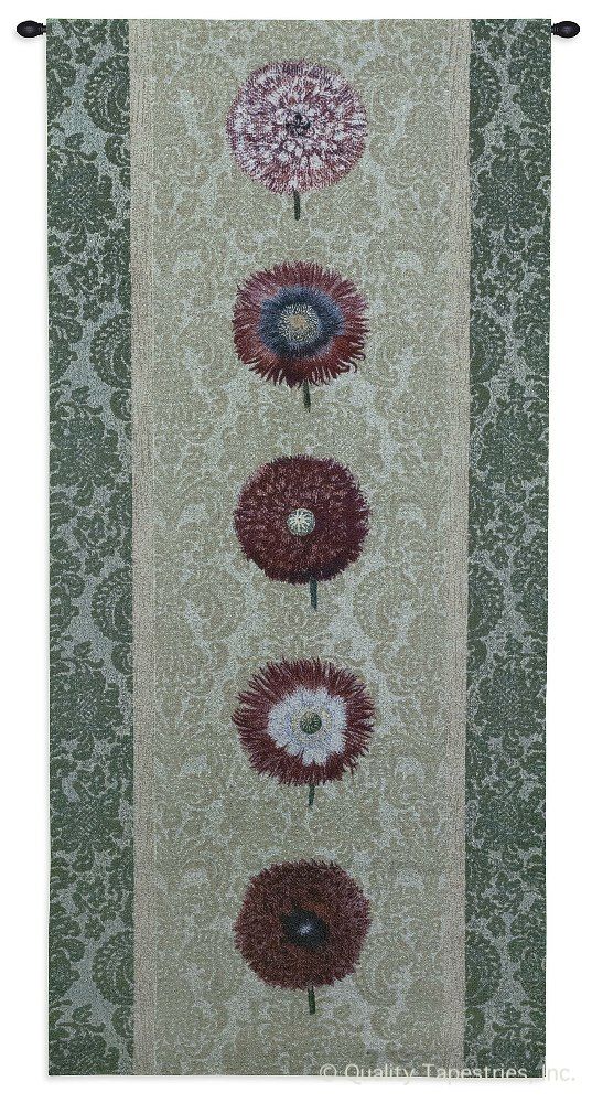 Floating Botanicals IV Wall Tapestry C-2956, Carolina, USAwoven, Tapestry, Floral, Intricate, Pattern, Motif, Green, Pink, Red, Flowers, Damask, Group, 10-29Incheswide, 50-59Inchestall, Vertical, Cotton, Woven, Wall, Hanging, Tapestries, tapestries, tapestrys, hangings, and, the