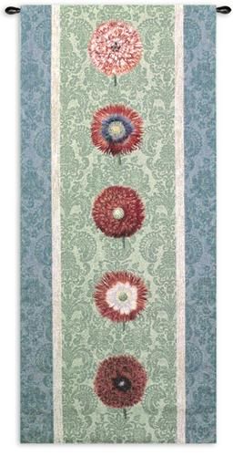 Floating Botanicals II Wall Tapestry C-2958, Carolina, Ashley, USAwoven, Tapestry, Floral, Intricate, Pattern, Motif, Blue, Green, Red, Pink, Flowers, Damask, Group, 10-29Incheswide, 50-59Inchestall, Vertical, Cotton, Woven, Wall, Hanging, Tapestries, tapestries, tapestrys, hangings, and, the