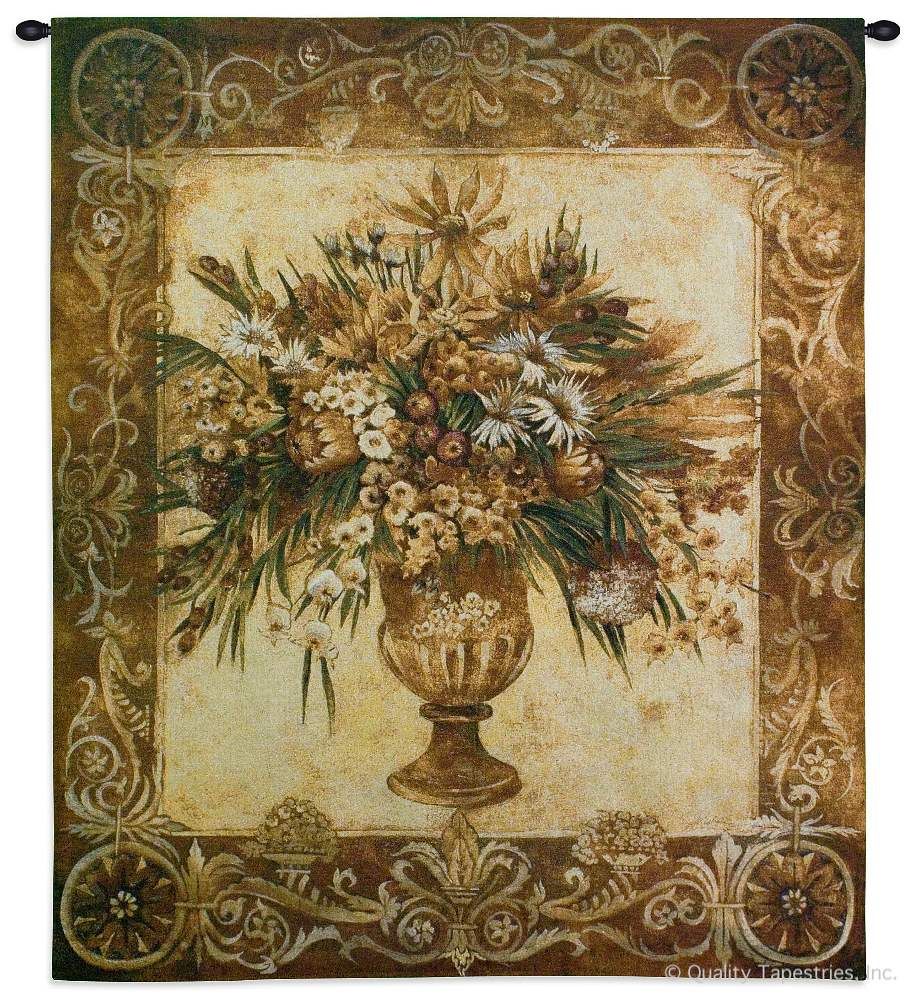 Tuscan Urn Sienna Wall Tapestry C-2961, Carolina, USAwoven, Tapestry, Floral, Botanical, Still, Life, Abstract, Brown, Group, 40-49Incheswide, 50-59Inchestall, Vertical, Cotton, Woven, Wall, Hanging, Tapestries, tapestries, tapestrys, hangings, and, the