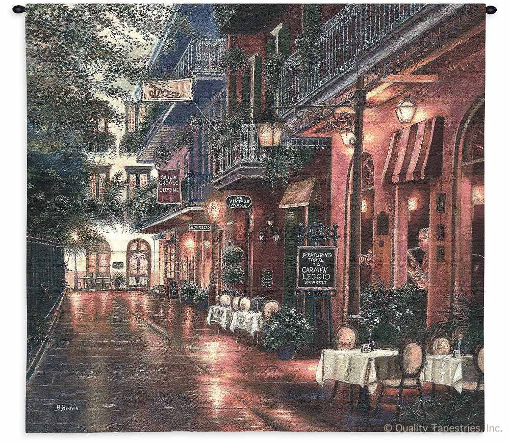 Carmen Leggio New Orleans Wall Tapestry C-3000, Carolina, Ashley, USAwoven, Tapestry, Cityscape, Red, Dark, Restaurants, 50-59Incheswide, 50-59Inchestall, Square, Cotton, Woven, Wall, Hanging, Tapestries, jazz, betsy, brown, tapestries, tapestrys, hangings, and, the