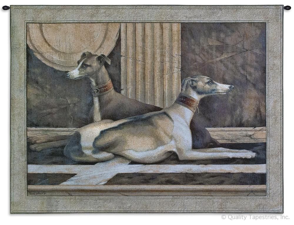 Greyhound Fresco Wall Tapestry C-3078, Carolina, USAwoven, Tapestry, Animal, Dogs, Brown, Cream, 50-59Incheswide, 40-49Inchestall, Horizontal, Cotton, Woven, Wall, Hanging, Tapestries, tapestries, tapestrys, hangings, and, the
