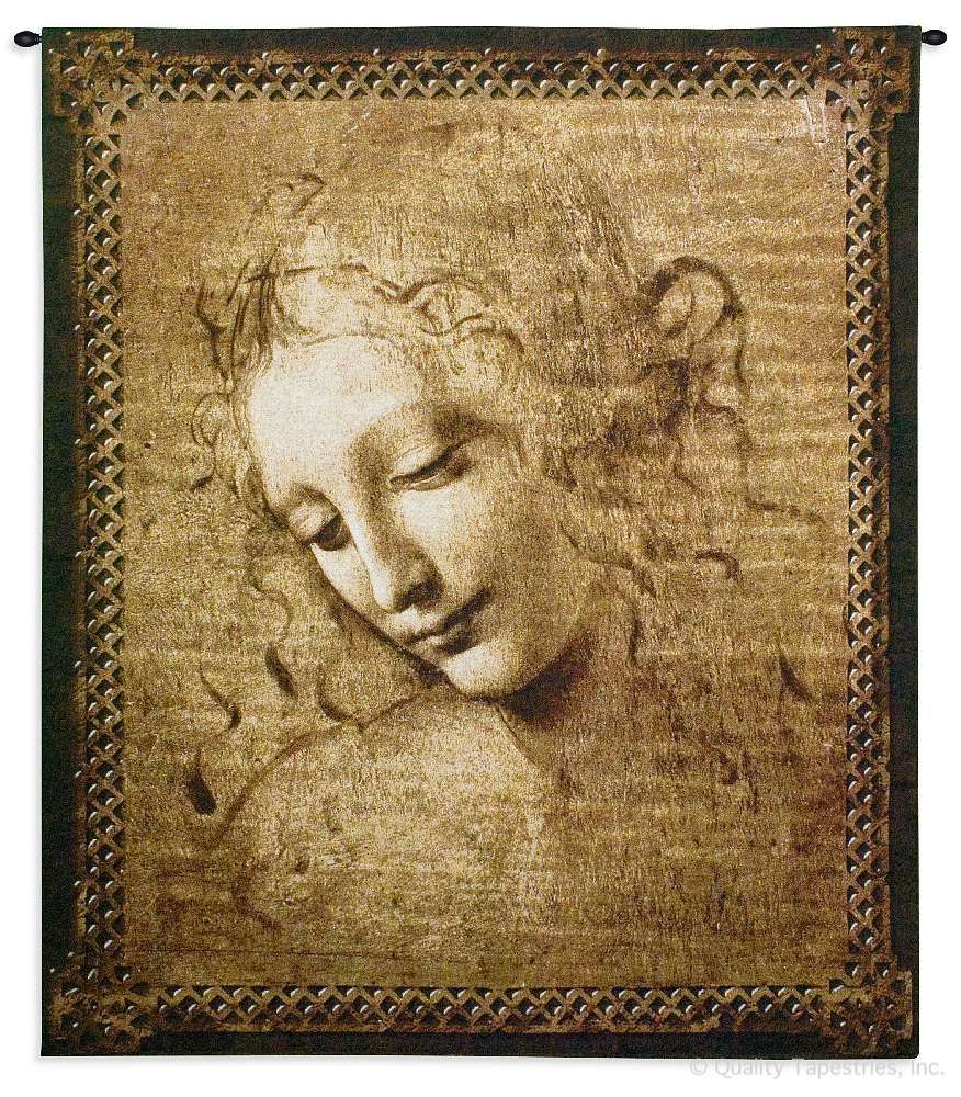 Leonardo da Vinci Artistic Womans Face Wall Tapestry C-3101, 3101-Wh, 3101C, 3101Wh, 40-49Incheswide, 47W, 50-59Inchestall, 53H, Art, Artistic, Brown, Carolina, USAwoven, Cotton, Da, Face, Female, Folks, Hanging, Head, Lady, Leonardo, Man, People, Person, Persons, Tapestries, Tapestry, Vertical, Vinci, Wall, Woman, Womans, Women, Woven, tapestries, tapestrys, hangings, and, the