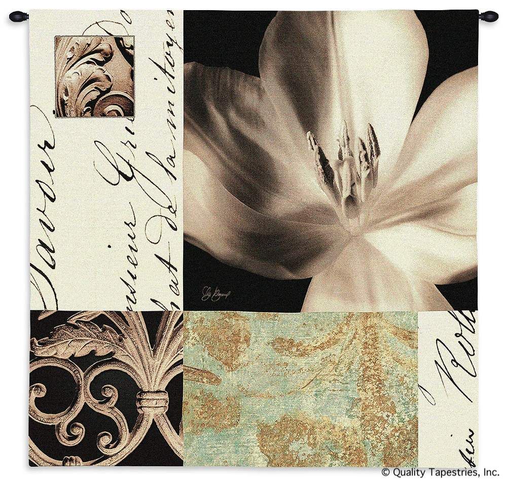 Montage Tulip Wall Tapestry C-3118M, 30-39Inchestall, 30-39Incheswide, 3116-Wh, 3116C, 3116Wh, 3118-Wh, 3118C, 3118Cm, 3118Wh, 35H, 35W, 50-59Inchestall, 50-59Incheswide, 53H, 53W, Abstract, Art, Black, Botanical, Carolina, USAwoven, Cotton, Cream, Floral, Flower, Flowers, Group, Hanging, Montage, Pedals, Square, Tapestries, Tapestry, Tulip, Wall, White, Woven, tapestries, tapestrys, hangings, and, the