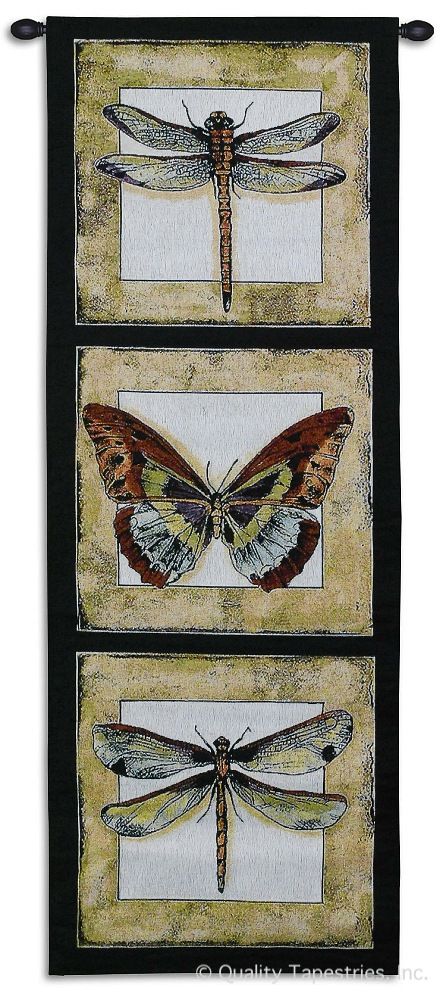 Dragonfly & Butterflies II Wall Tapestry C-3124, &, 10-29Incheswide, 18W, 3124-Wh, 3124C, 3124Wh, 40-49Inchestall, 49H, Animal, Animals, Art, Beige, Brown, Butterflies, Butterfly, Carolina, USAwoven, Cotton, Dragonfly, Group, Hanging, Ii, Long, Panel, Tall, Tapastry, Tapestries, Tapestry, Tapistry, Vertical, Wall, Woven, tapestries, tapestrys, hangings, and, the