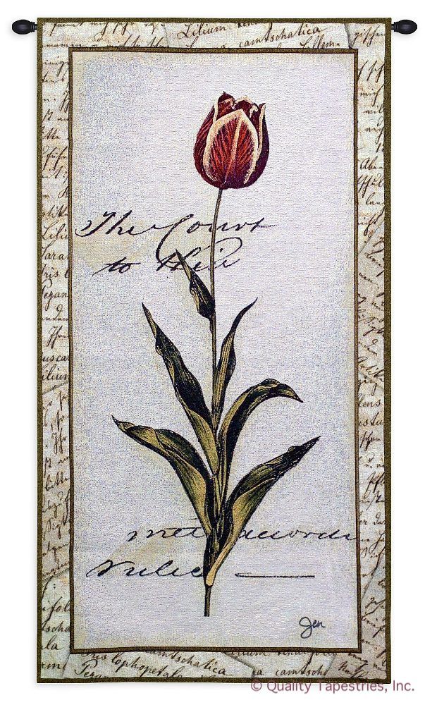 Pink Tulip II Flower Vintage Wall Tapestry C-3139, 10-29Incheswide, 26W, 3139-Wh, 3139C, 3139Wh, 50-59Inchestall, 50H, Art, Botanical, Carolina, USAwoven, Cotton, Floral, Flower, Flowers, Group, Hanging, Ii, Pedals, Pink, Tapestries, Tapestry, Tulip, Vertical, Vintage, Vvv, Wall, Woven, tapestries, tapestrys, hangings, and, the